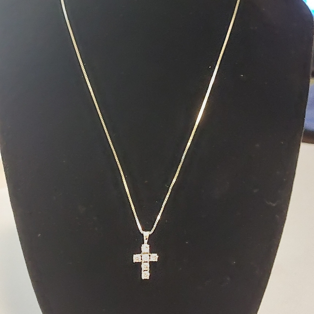 STERLING SILVER CROSS W/ PINK CZ